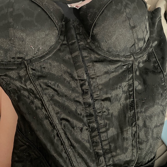 Vintage Black corset with glitter and black cheetah print - Picture 3 of 6